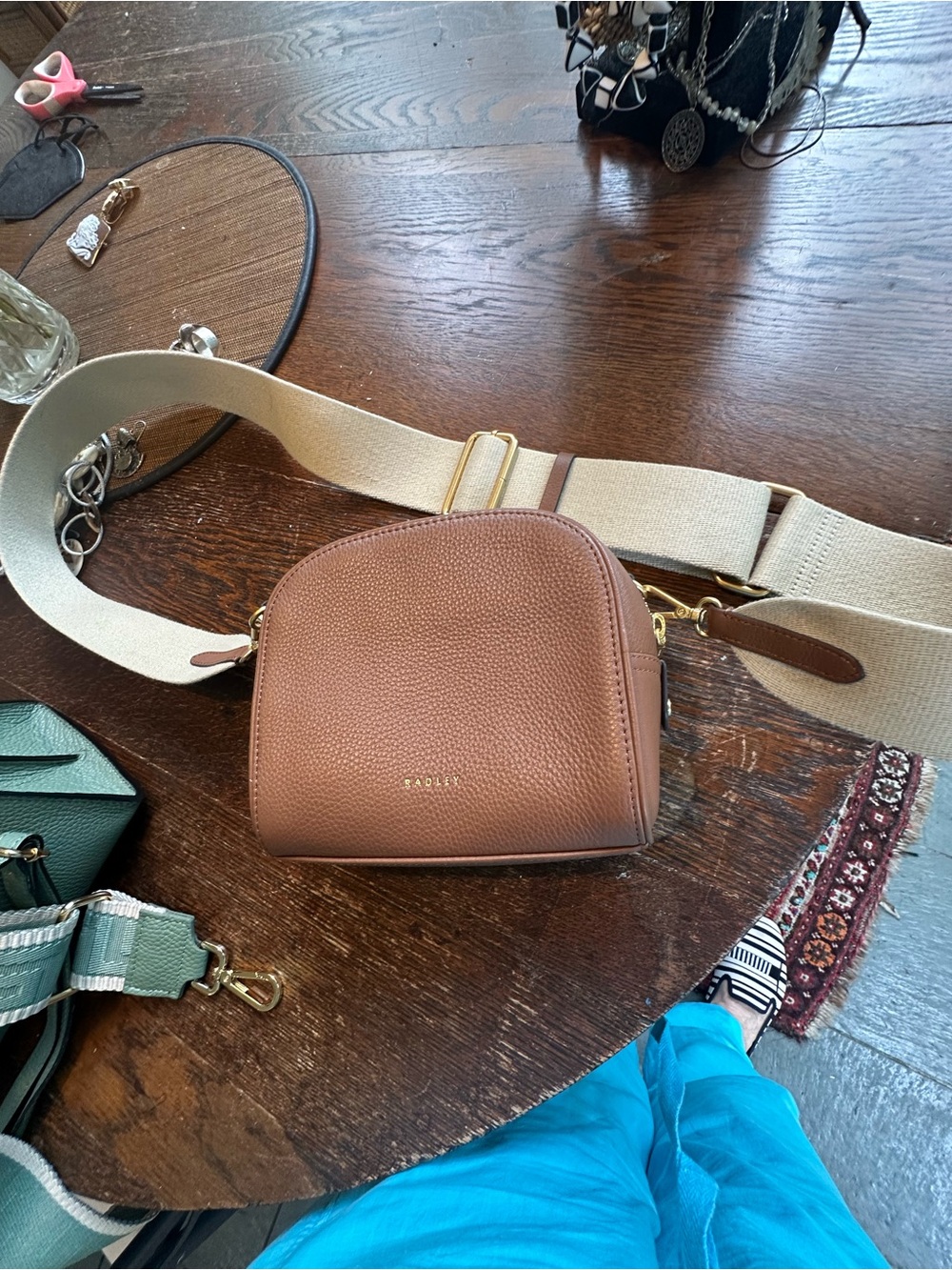 Brown Crossbody Camera Bag with Adjustable Canvas Strap